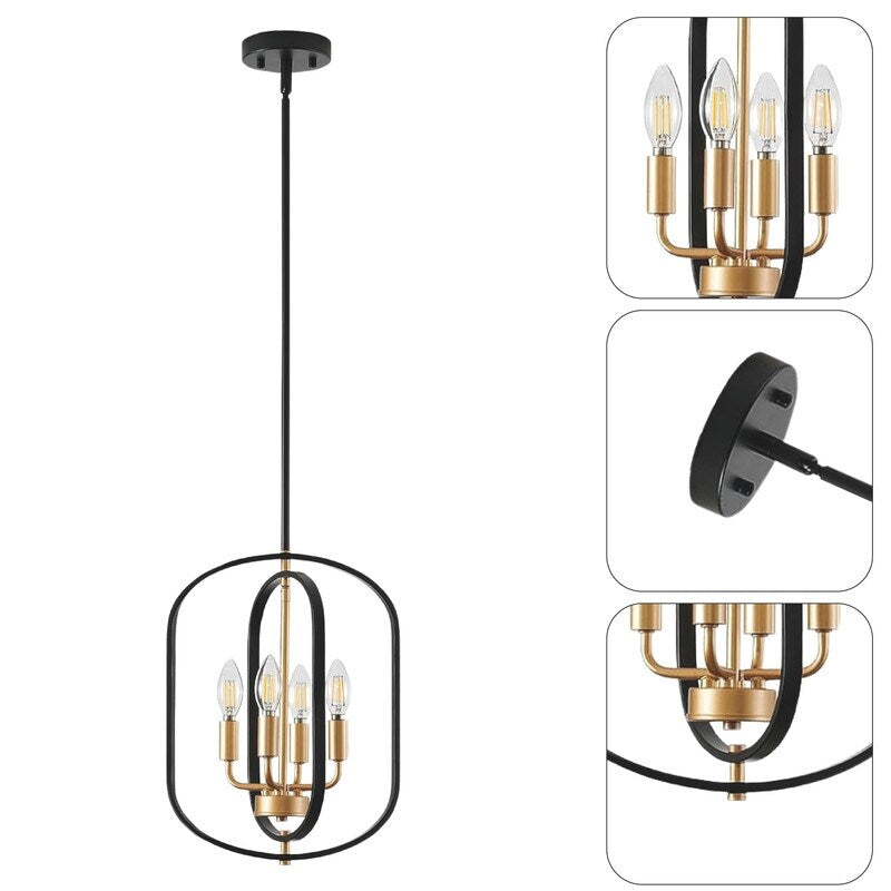 4 light farmhouse light fixtures black, gold kitchen light metal pendant light