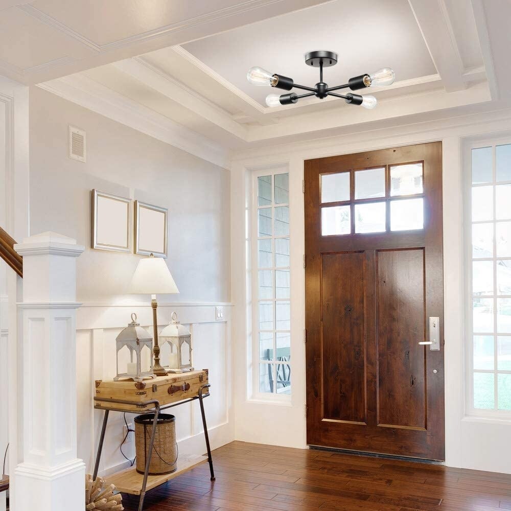 4 light sputnik ceiling light fixture black room ceiling lamp