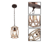 Farmhouse hanging light metal wood bedroom light brown  foyer light