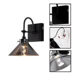 3-Color bulb light black light fixtures glass, metal wall sconce