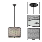 3 light hanging lighting iron TC fabric white shade matte black bulbs light
