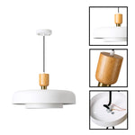 2 tiers mid century metal wood dining room matte white pendant lamp