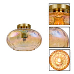 1-Light ceiling light fixture metal glass semi flush mount gold fixture ceiling light