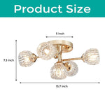 5-lights light fixture shinny gold ceiling light Crystal flush mount light