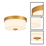 2-Light light fixture metal glass bulb light gold flush mount ceiling fixture