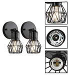 2 Pack wall light sconces black light bulb metal wall lights