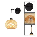 2 Pack wall sconces black wall lighting bamboo, metal wireless wall sconce