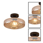 11.8 inch bulb light glass metal dining light fixtures black Amber ceiling light