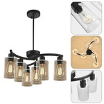 6-light dining light fixtures black pendant light glass, metal island lights