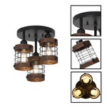 3-Light light and bulbs alloy steel wood ceiling light black light fixtures