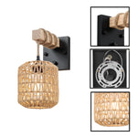 1 pack sconce light metal rattan bedroom light rattan wall mount light