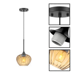 1 Pack ceiling lamp glass iron pendant lighting amber black hanging fixture