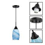 3 Pack bulbs light black blue pendant light glass hanging light