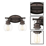 2 light vanity lamp glass metal light fixtures bronze bathroom light