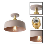 1 Light porch light metal semi flush mount brown ceiling light