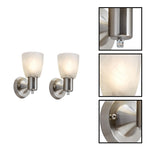 2 pack farmhouse wall mount light frosted glass metal living room light brushed nickel all sconces