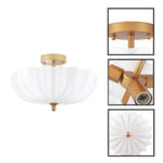 3-light ceiling light glass iron light bulbs gold milk shade flush mount ceiling fixture