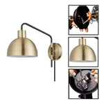 1 Light plug in sconce brass, dimitri wall lighting metal bedroom wall lighting