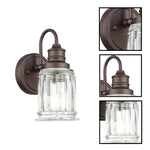 1-Light indoor wall fixtures glass metal bathroom vanity light bronze sconce wall lighting