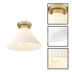 11 Inch light fixture glass metal semi flush mount gold ceiling light