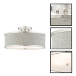 3-light lamp fixture alloy steel semi flush mount grey nickel ceiling light