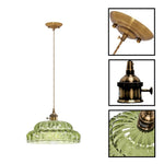 Hand-blown pendant light glass hanging fixture green ceiling lamp