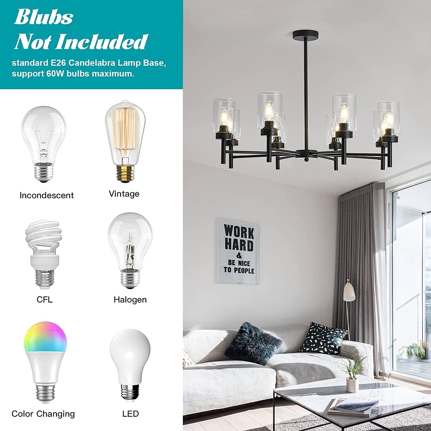 8 light black chandelier farmhouse glass pendant hanging light fixture