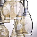 8 light cognac glass industrial antique black chandelier