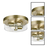 2 light flush mount light glass metal light fixture  brass bedroom lamps