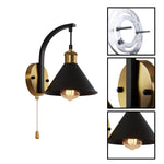 Vintage industrial sconce light gold, black light fixture aluminum wall lighting