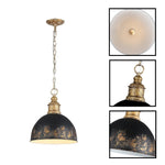 1-Light vintage chandelier iron pendant light gold black hanging fixture
