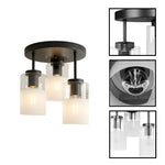 3-Lights bulbs light metal glass light fixture nickel ceiling light