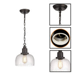 1-pack glass pendant light metal industrial hanging lamp bronze chandelier light