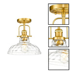 1 light ceiling light metal glass led lights brushed gold light fixture