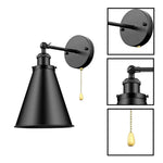 Pull chain wall sconce metal kitchen light black lights in wall