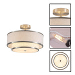3-light light bulbs fabric metal light fixture silver gold flush mount ceiling light
