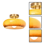 1-light ceiling lamp glass metal light fixture gold orange flush mount light