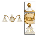 3  Light bathroom lighting brass vanity light glass, metal light wall sconce