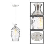 2 Pack hanging light brushed nicke light fixtures  glass, metal pendant light