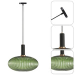 Adjustable height pendant light green hanging lights glass, metal kitchen island lights