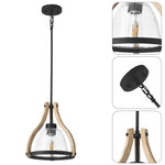 Adjustable kitchen island lights oak hanging light wood, glass, metal pendant Light