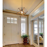 Black geometric art deco hanging pendant light wood industrial cage chandelier fixture