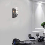 Black sconce lighting seeded glass farmhouse wall sconce
