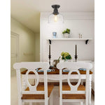 Black semi flush mount ceiling light farmhouse close to ceiling lamp fixture with glass shade
