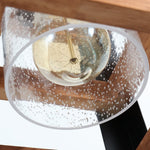 Black wood pendant light, island hanging light fixture with bubble glass shade