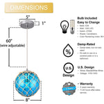 Blue globe pendant light coastal nautical hanging pendant lights