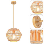 Bohemian pendant light brown island lights metal, handmade woven light fixture