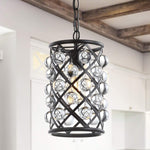 Contemporary crystal pendant light industrial cylinder black hanging light