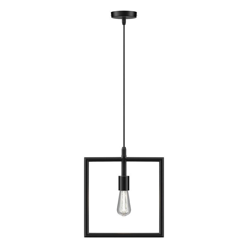 E26 Base farmhouse kitchen lights black hanging lamp steel square pendant light