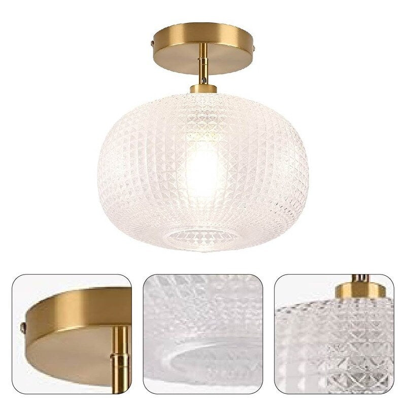 Farmhouse ceiling lighting gold light fixture glass, metal hallway lighting